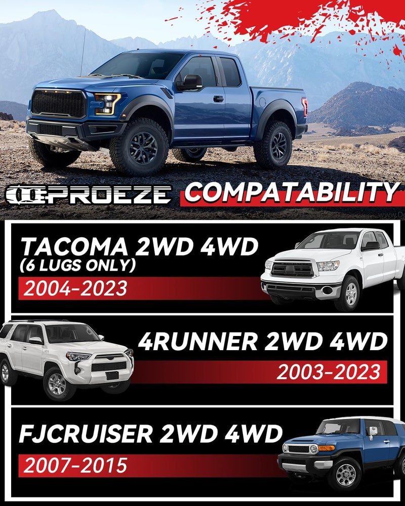 PROEZE 2.5" Leveling Lift Kits for 2005-2023 Tacoma 2WD 4WD, 2003-2023 4Runner 2WD 4WD and 07-15 FJ Cruiser 2WD 4WD, 2.5 inch Forged Front Strut Spacers Leveling Kits - Image 2